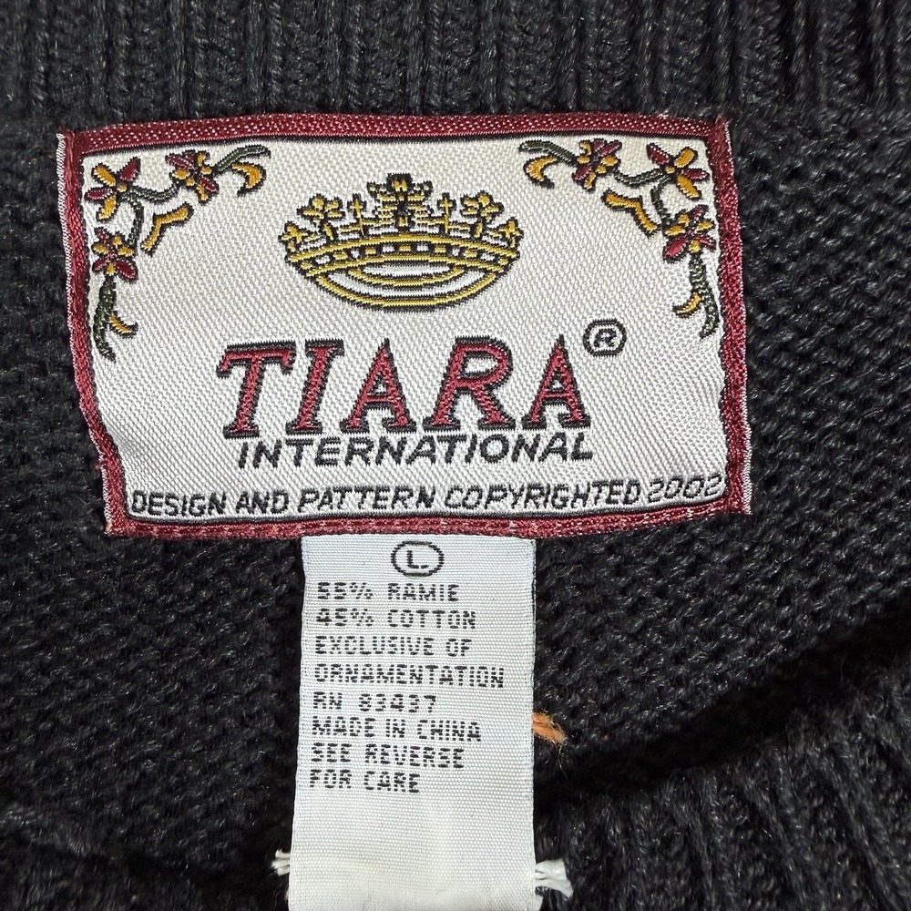Halloween Cardigan Sweater Women's Large Black Spiders Ghosts Pumpkin Tiara Int - Picture 3 of 9